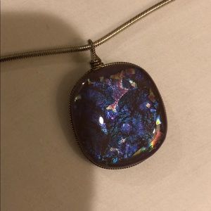 Sterling silver and dichroic glass necklace.